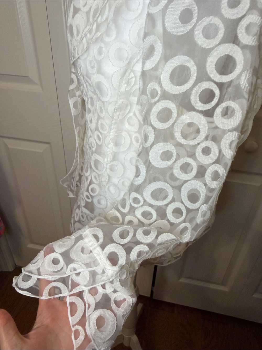 Ivory Sheer Circle-Pattern Blazer - Picture 3 of 5